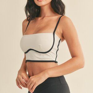 Ivory Black Contrast Airbrush Soft Air Streamlined Sculpting Bra Tank